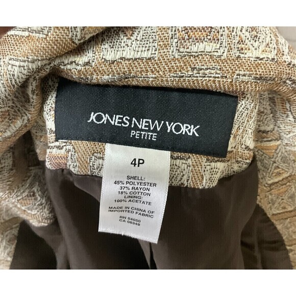 Jones New York Petite Womens Tan Bronze Blazer Business Jacket Size 4P U1 - Picture 11 of 12